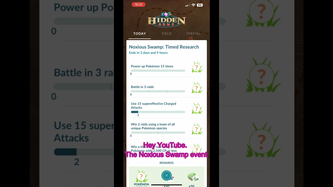 Noxious Swamp LIMITED timed research encounters GREAT bonuses in 