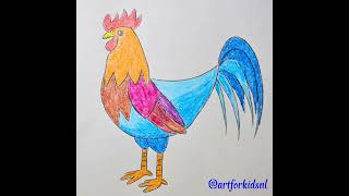 How to draw a Rooster | Rooster drawing | Hướng dẫn bé vẽ con Gà trống | Vẽ con gà trống #chicken