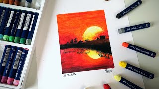 [TUTO PASTEL GRAS FACILE] - Dessiner un coucher de soleil aux pastels à l'huile #2 screenshot 3