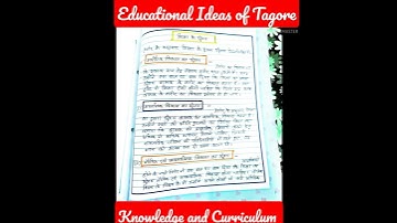 Modern Educational Ideas of Tagore ...B.Ed notes