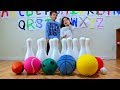 Learn Different Sport Ball Names with Huge Bowling Pin Toy