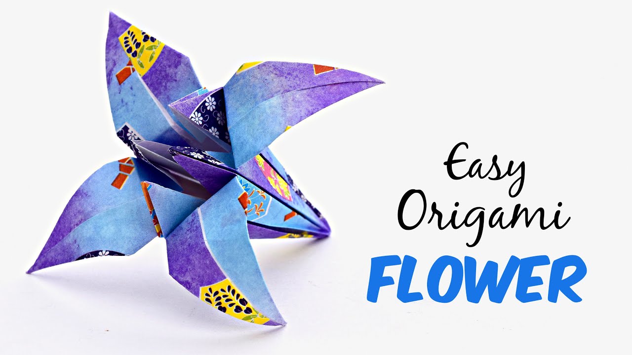 How to make an Origami Flower. Easy Traditional Japanese Origami Iris