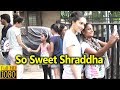 Shraddha Kapoor Sweet Gesture For Fans Outside A Dubbing Studio in Juhu Mumbai