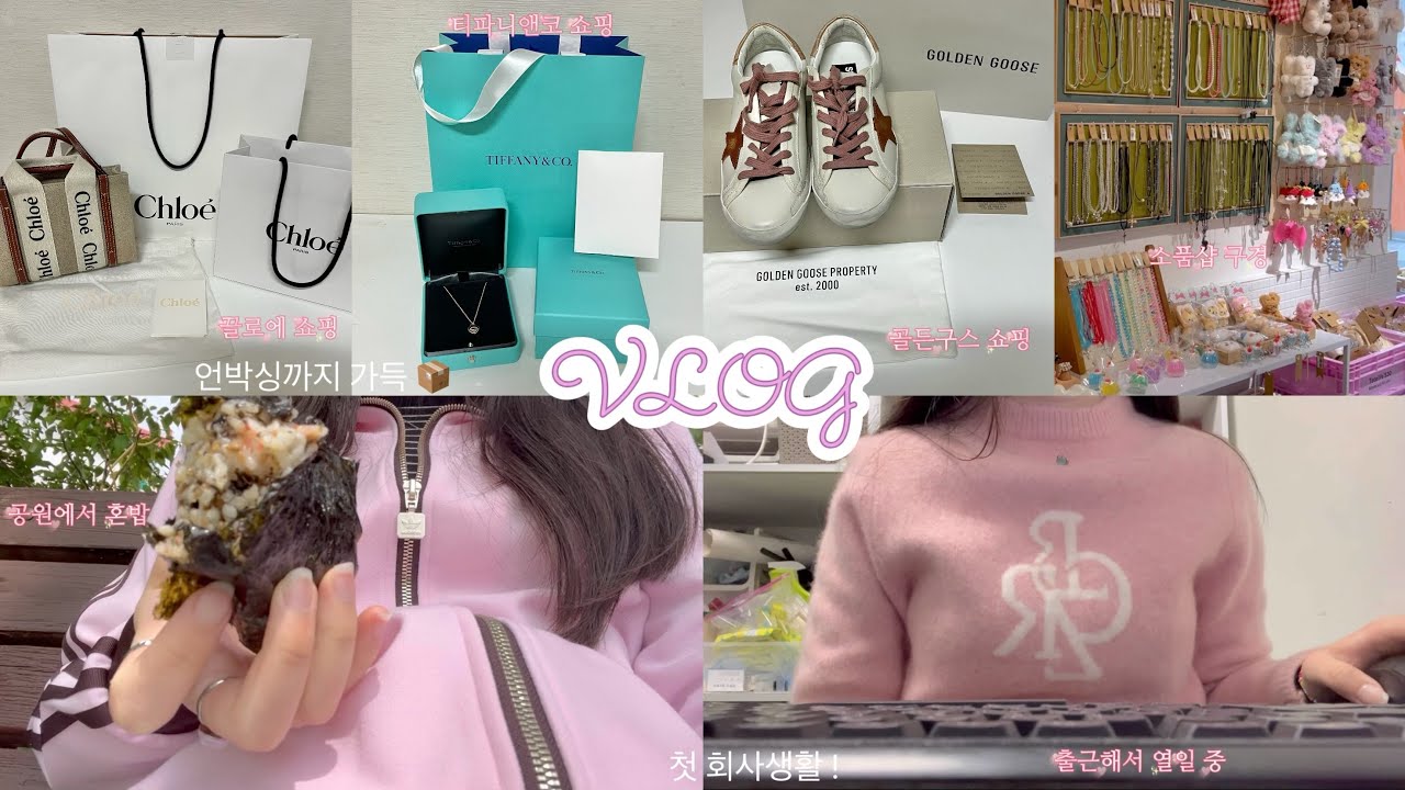 VLOG 일상 브이로그 | daily vlog🩷끌로에 쇼핑,티파니앤코 쇼핑,골든구스 쇼핑,언박싱,직장생활,소품샵 구경,공원 가기,혼밥,팝업,먹방