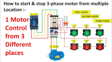 How to Start & Stop a 3-Phase Motor from Multiple Locations |  Complete Wiring Circuit Diagram