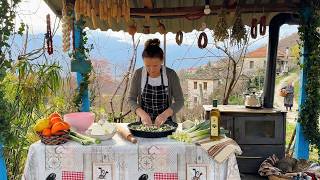 South Albanian Leek Pie 🔥🥧 Cooked on Wood Fire! You HAVE to See This! 🤯🇦🇱 screenshot 1