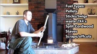 ✔GRAVITY FED ROCKET HEATER PELLET STOVE CAN ALSO BURN WOOD, UL-1482 TESTED, NO ELECTRIC