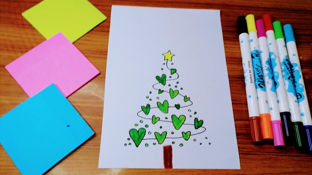 How to draw a pine tree step by step - YouTube