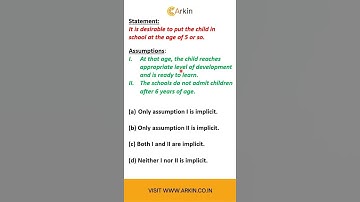 Thumbnail of Statement and Assumption Free test on Arkin.co.in