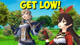 Mmd Genshin Impact Jean And Amber And A Crying Kid Paimon Funny Animated Cartoon Meme Get Low