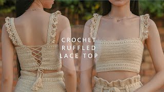 Crochet Ruffled Lace Top Tutorial | Chenda DIY