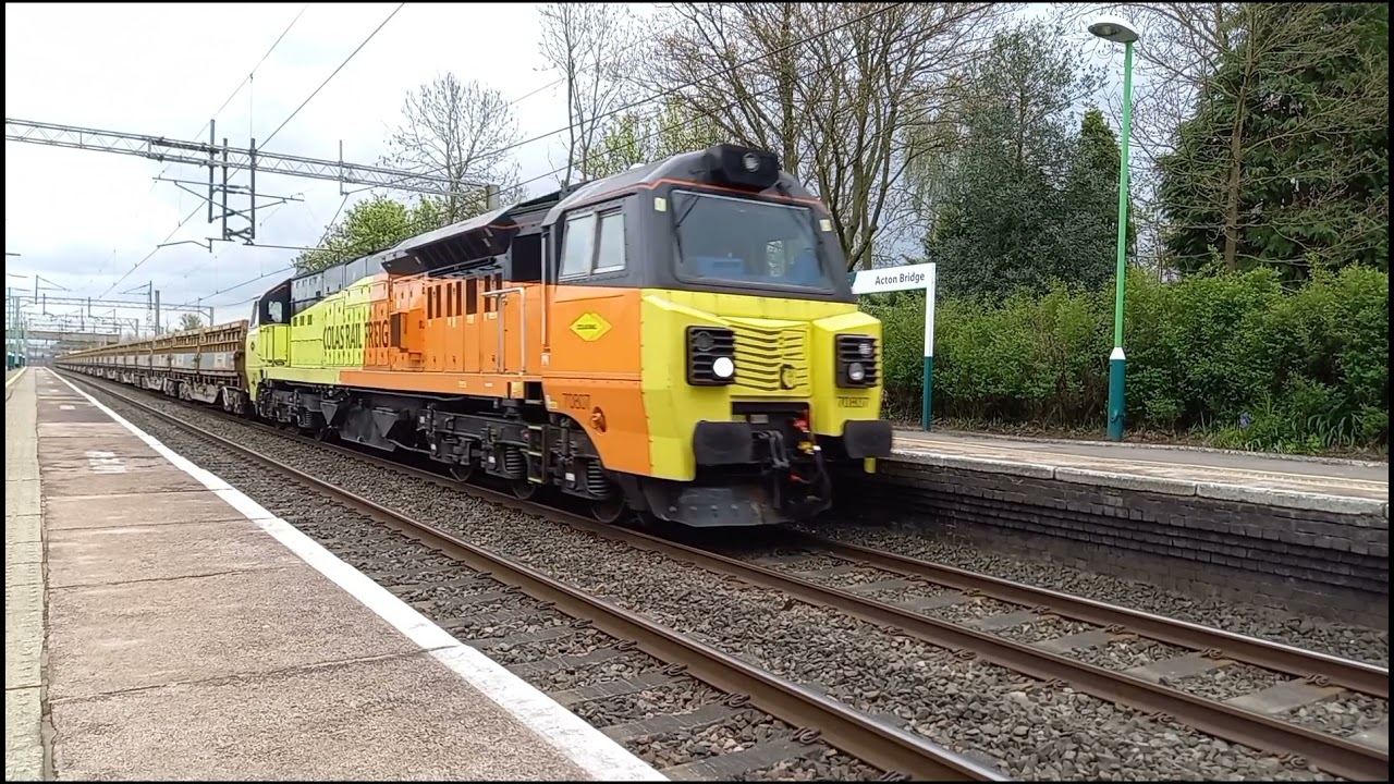 Freight and horns at Acton Bridge 27/04/2021 includes 66,70,90,68,57,60,88