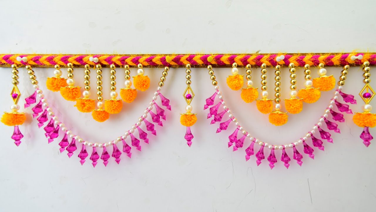 DIY DOOR HANGING TORAN FRON POM POM & LATKAN II EASY DOOR TORAN FROM