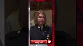 Cleveland Police Chief Dorothy Todd speaks at Officer Jamieson Ritter's memorial service