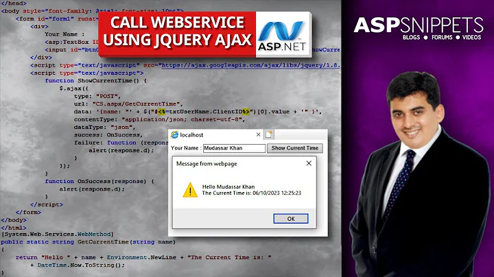 Make AJAX Call to ASP.Net Server Side Web service method using jQuery with C#