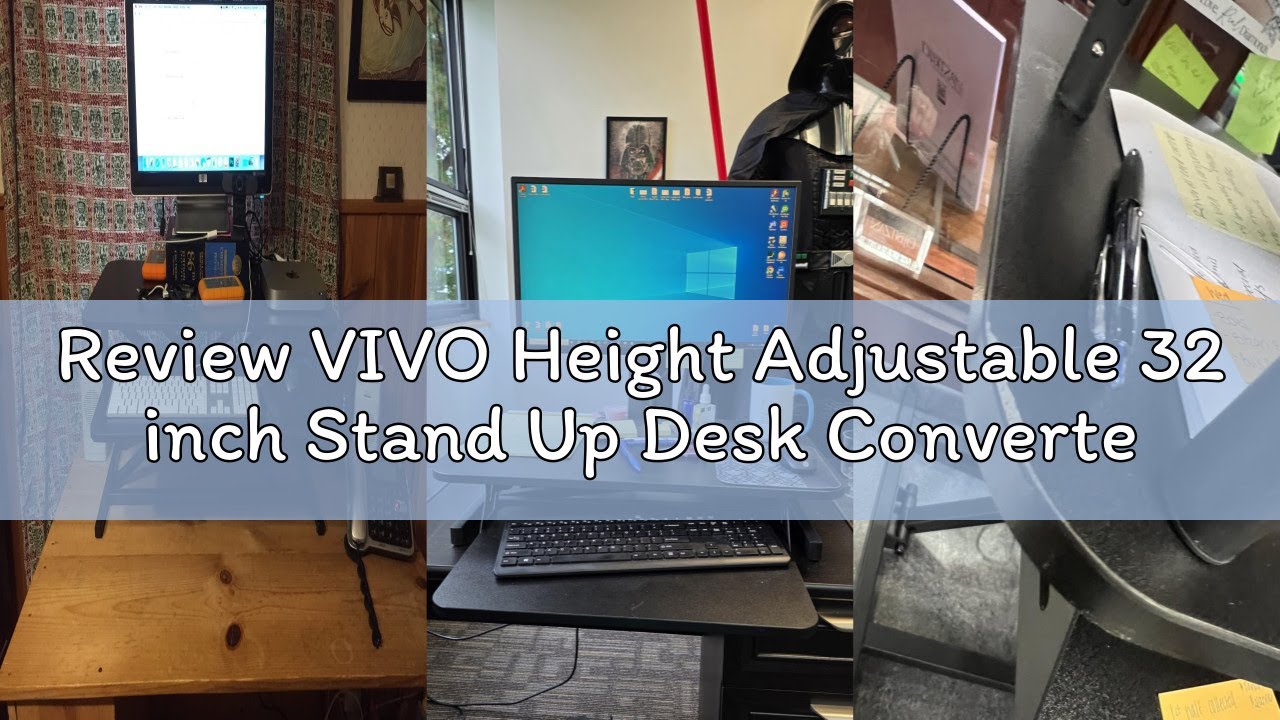Review VIVO Height Adjustable 32 inch Stand Up Desk Converter, Quick Sit to Stand Tabletop Dual Moni