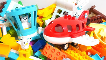 Satisfying Building Blocks Marble Run ASMR Airplane & Airport coaster