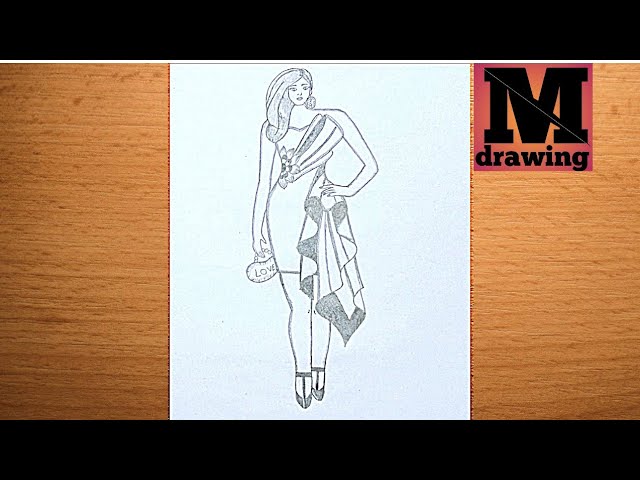 pencil sketch for a girl with Fashion dress -step by step ||How to draw Fashion Girl