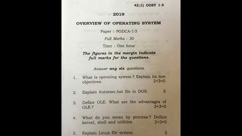 Operating System Question paper for PGDCA || Overview of Operating System question paper 2019, 2016