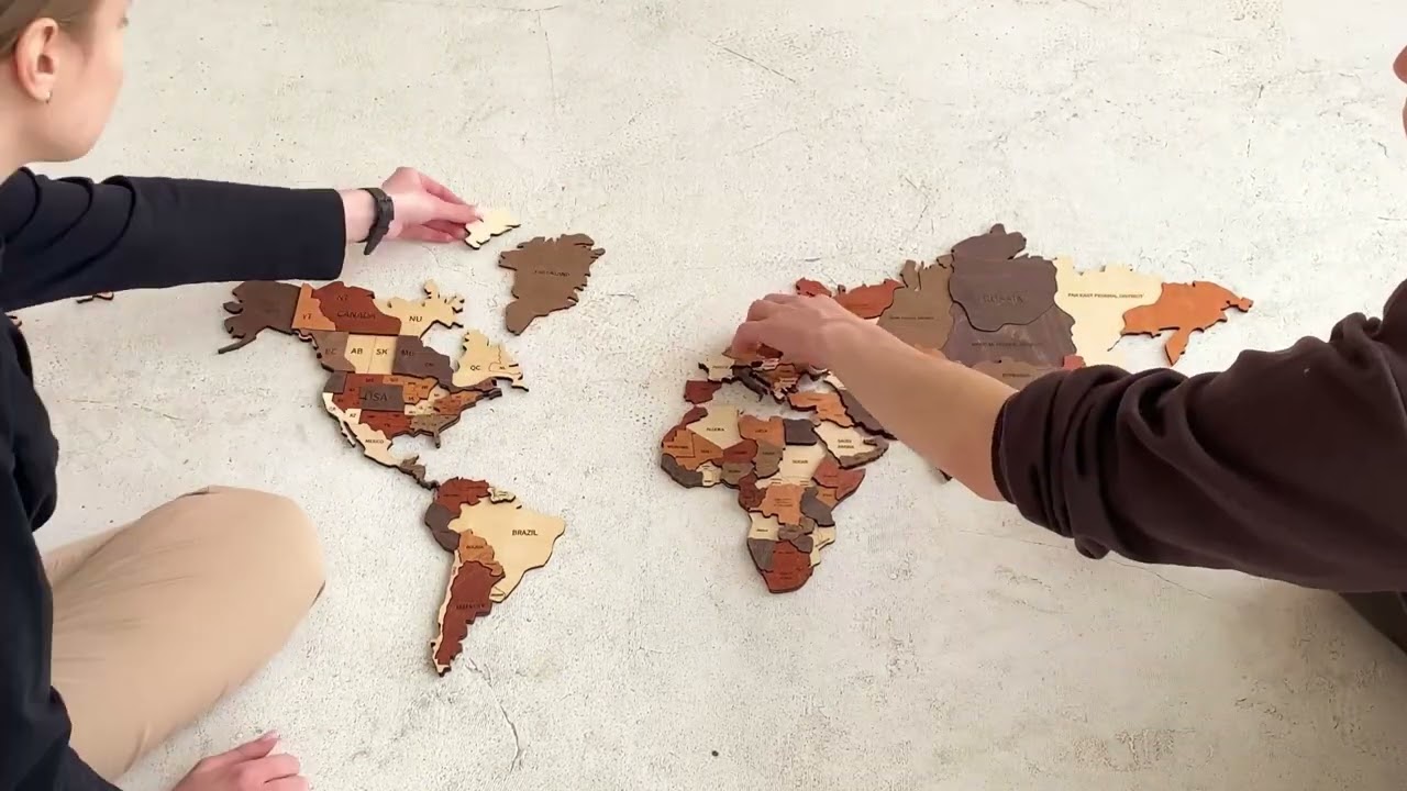 3D puzzle world map