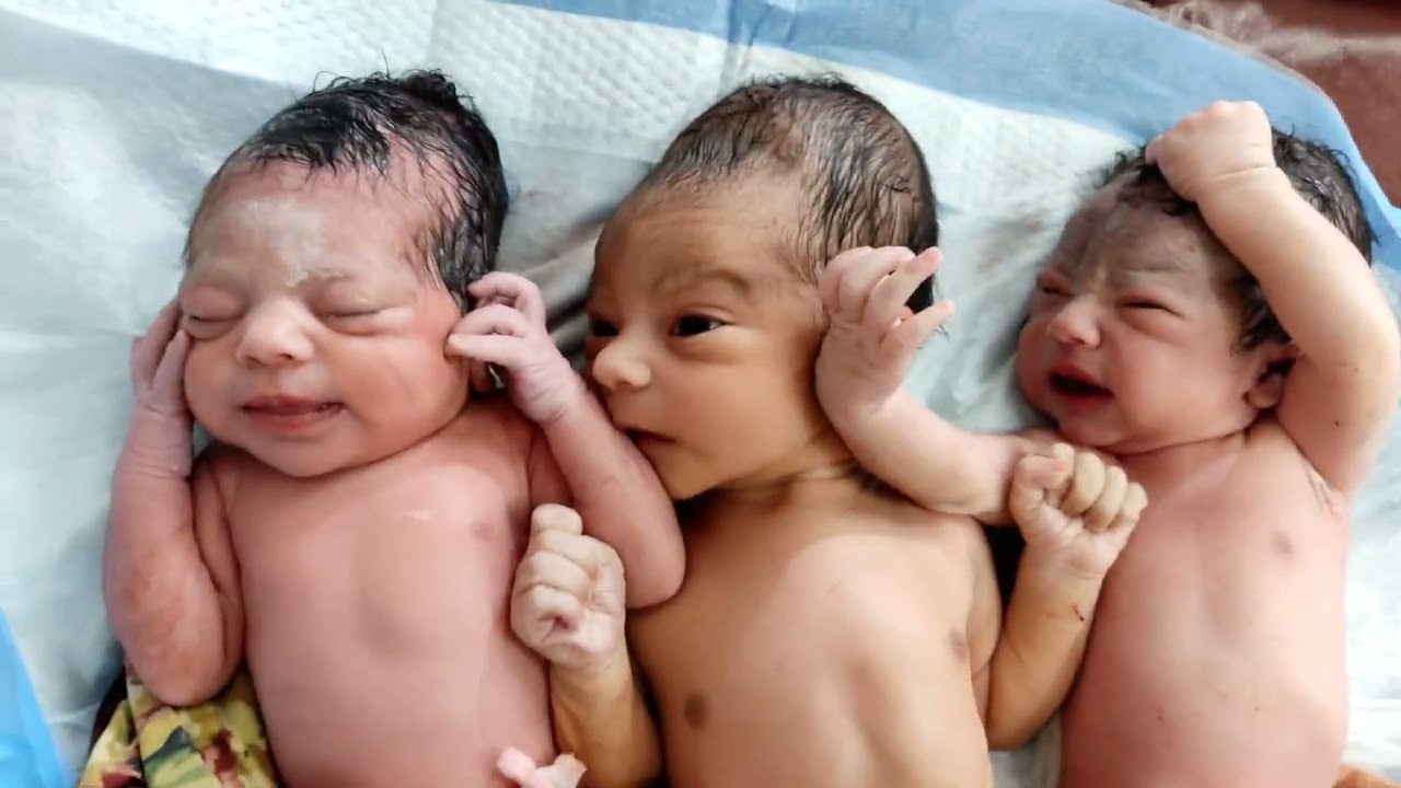 Gorgeous Triplets Newborn babies after birth #trending