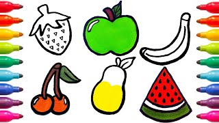 8 Delicious Fruits Drawing, Coloring For Kids, Toddlers Learn How To Draw