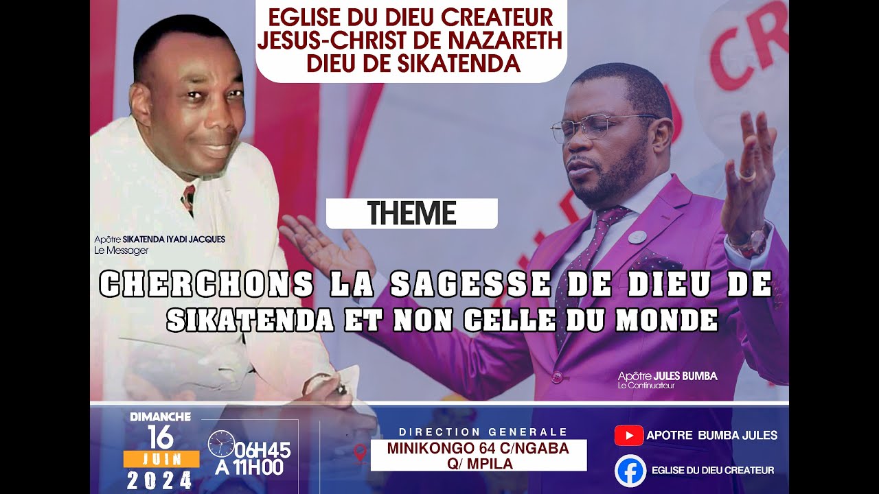 THEME : CHERCHONS LA SAGESSE DE DIEU DE SIKATENDA ET NON CELLE DU MONDE ...