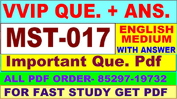 MST 017 important questions with answer in English | mst 017 Previous Year Question Paper
