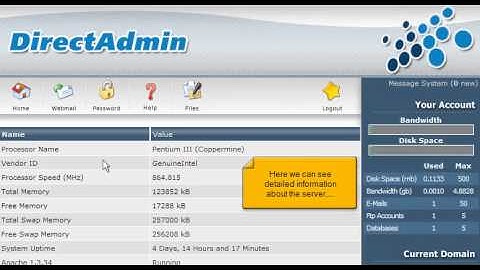Becoming familiar and  navigate in DirectAdmin