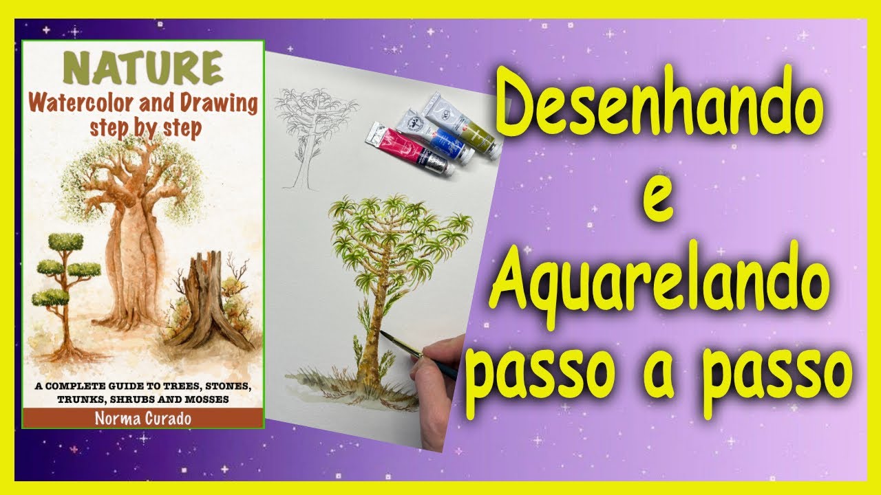 Como Pintar uma Árvore de Araucária - Aquarela e Desenho Passo a Passo #Aquarela #desenhotecnico