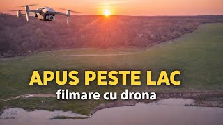 Apus peste lac și pădure 🌅 Filmare cu drona 4K