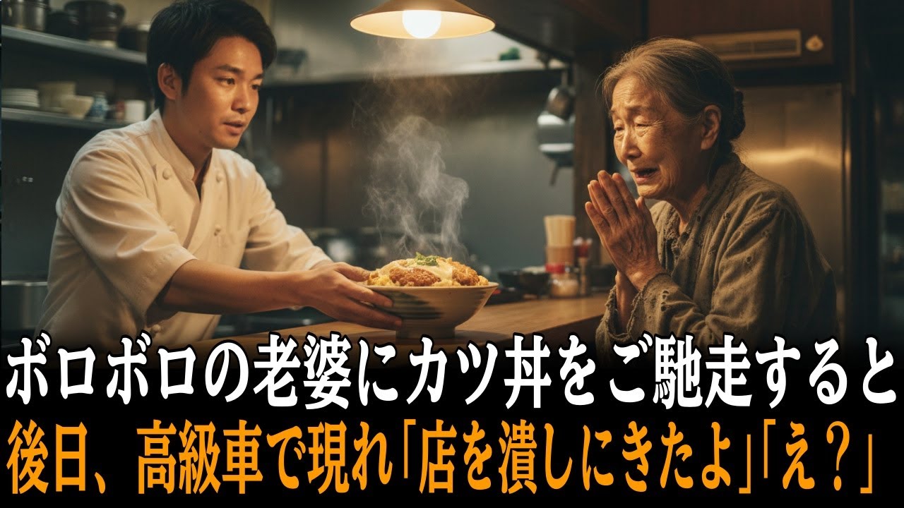 廃業寸前の定食屋にボロボロの老婆が来店「何か食べさせてほしい」店主がカツ丼をご馳走すると、数日後、スーツ姿で再訪した老婆が「店を潰しに来ました」「え？」【感動する話】