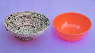 How to make a newspaper bowl | DIY paper bowl | Newspaper craft ideas