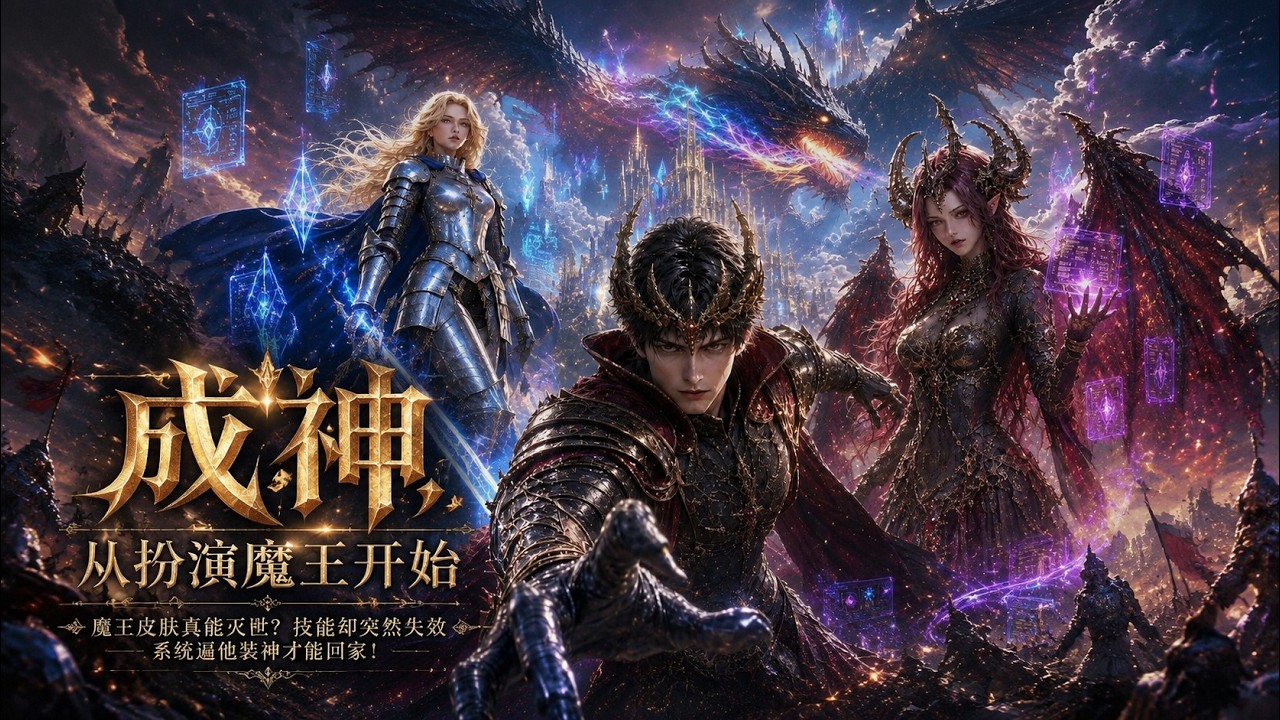 🔥【完結強推】魔王皮膚真能滅世？技能卻突然失效，系統逼他裝神才能回家！《{drame_name}》#一口氣看完 #完結文 #情感 #短劇 #重生 #逆襲 #曹操孟德