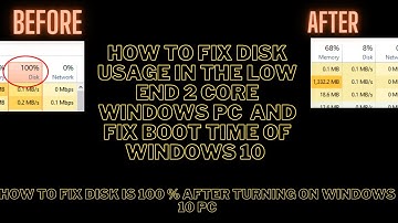 how to fix disk usage is in 100% in 2 core 2 thread processor and fix boot time windows 10😱😱