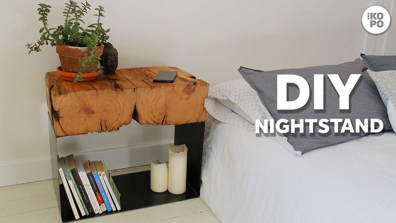 DIY Nightstand Build | With Metal Legs And Wood Log - YouTube