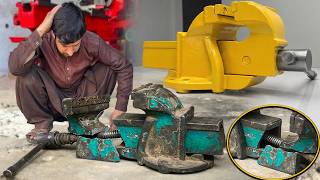 How to Repair a Completely Broken Bench Vise | Amazing Rebuild with Simple Tools & New Finish