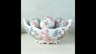 Exclusive Coral Shimmer Coastal Decorative Bowl and Orbs