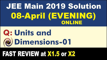 JEE Main 2019 Physics Solutions | Units and Dimensions 01