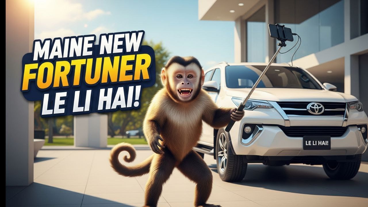 Bholu Bandar ki Nayi Toyota Fortuner ! 🚗🐒 || Ai monkey Fortuner vlog || Ai monkey video viral