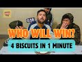 Eat 4 Biscuits in 1 Minute Challenge | Family Fun Biscuits Challenge | Urdu/Hindi