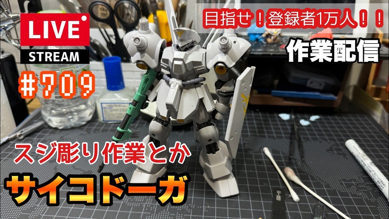 【プラモライブ】スジ彫りと作業します　HG　サイコドーガ　#709