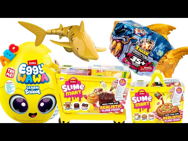 ALL YELLOW SURPRISE TOYS! 💛 ZURU Eggy Wawa & Slime Mart Unboxing!
