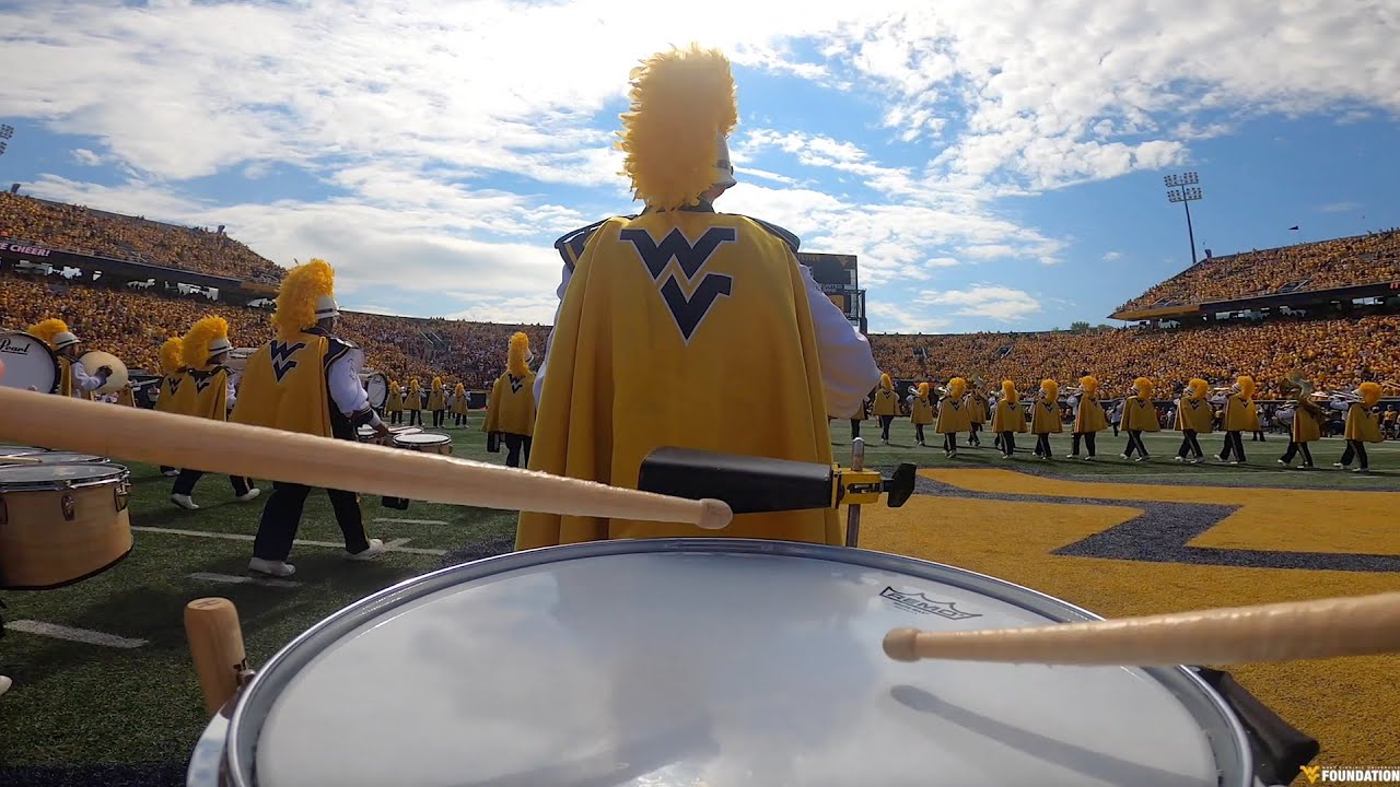 WVU Marching Band Pregame, Drumline Perspective YouTube