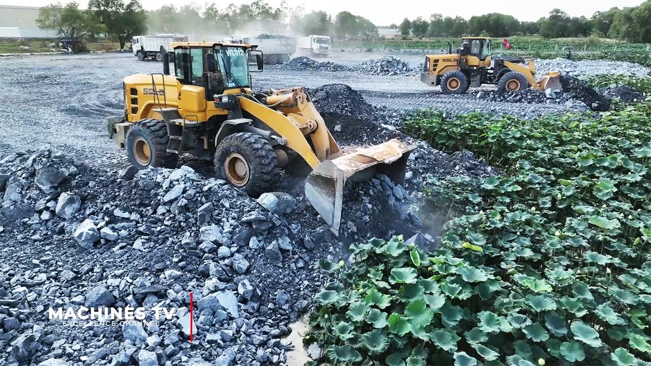 Excellent Skills Large Capacity Backfill Using Wheel Loader Bulldozer ...