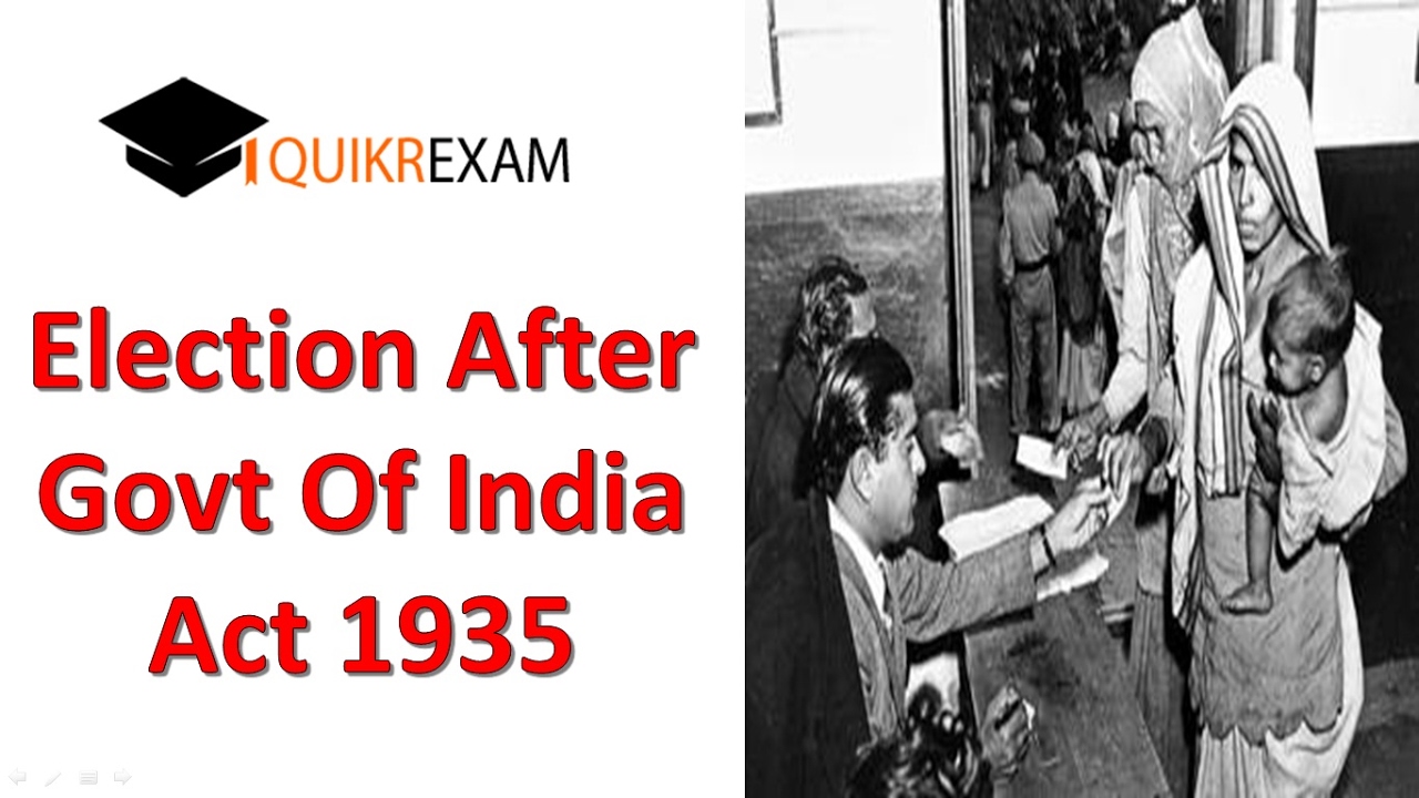Election after government act 1935 Indian History Quikr Exam