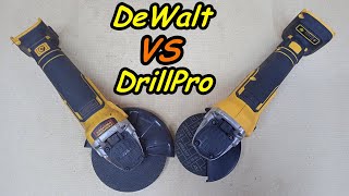Аккумуляторная болгарка Drillpro против DeWalt