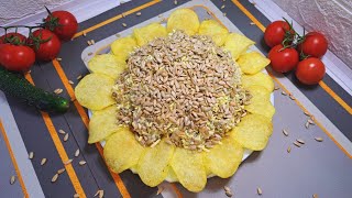 Салат Соняшник 🌻 Оригінальний та дуже смачний рецепт салату Соняшник 🤤 Салат з курки та шампіньйонів