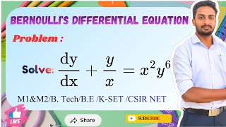 Bernoulli’s Differential Equation | Solve dy/dx + y/x = x²y⁶ | VTU Engineering Maths