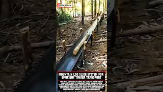Mountain Log Slide System for Efficient Timber Transport #woodscraft #woodworking #logging